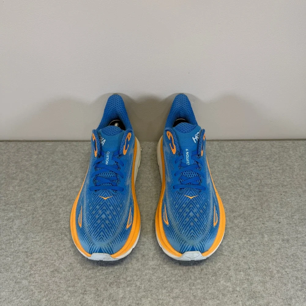 Hoka Clifton 9 Mens Shoes Size 8.5 Blue Orange Running Sneakers 1127895 CSAA